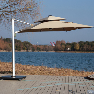Push-in Roman Umbrella with Light Outdoor Courtyard Terrace Garden Large Sun Umbrella Commercial Outdoor Stall Sun Umbrella