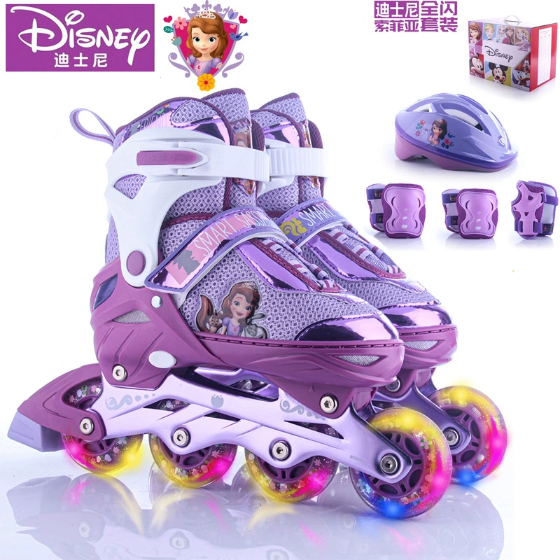 Бренд Skates, мультяшный детский мигающий набор для уличного катания на роликах, восемь кругов