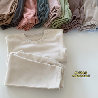 中小童男女儿童秋冬德绒保暖内衣睡衣家居服套装多色纯色秋衣秋裤