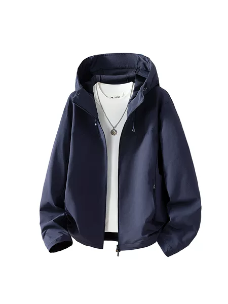 Outdoor soft shell jacket with hood, windproof, waterproof, breathable, warm jacket for men, suitable for hiking and trekking