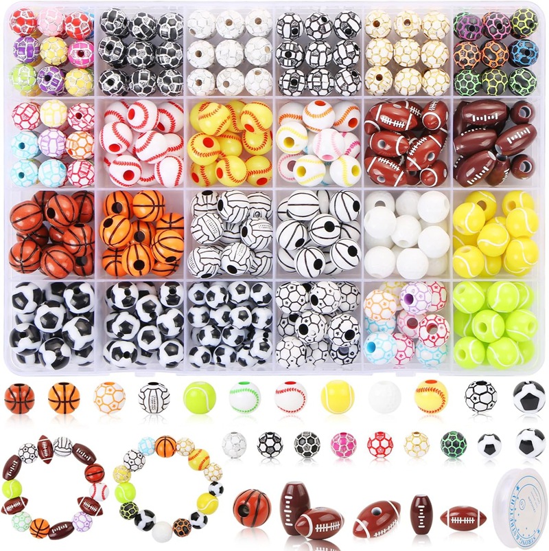 Cross-Border Hot Selling Acrylic Ball Bead Set Football Basketball Rugby DIY Jewelry Hand Bracelet Accessories