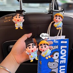 車用フック、車用多機能リア収納、かわいい漫画の車のフロントシートバック収納フック
