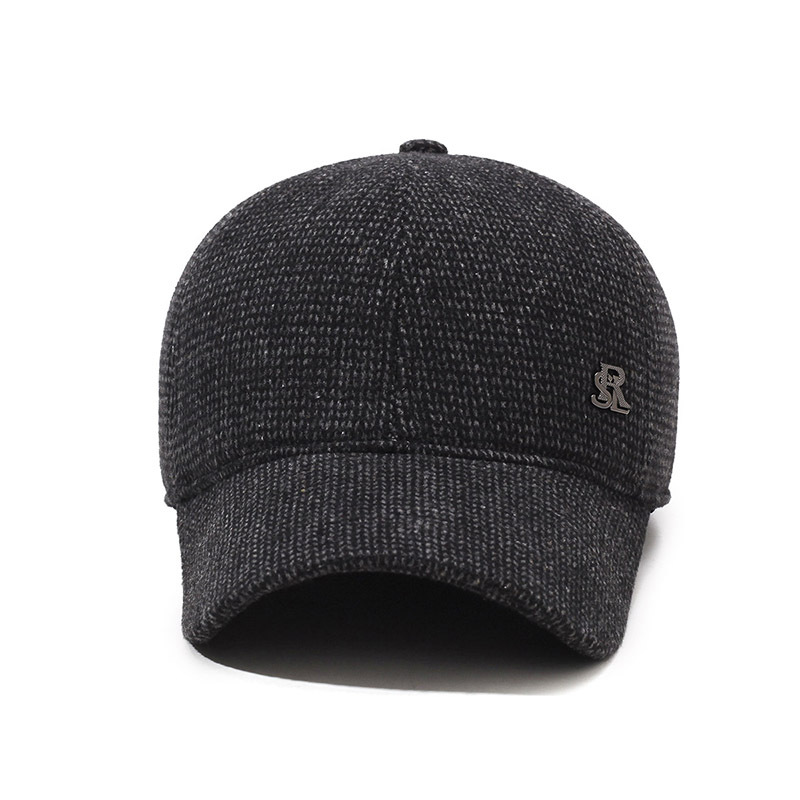 Woolen Baseball Cap For Men Warm Winter Ear Protection Dad Hat_voghion.com