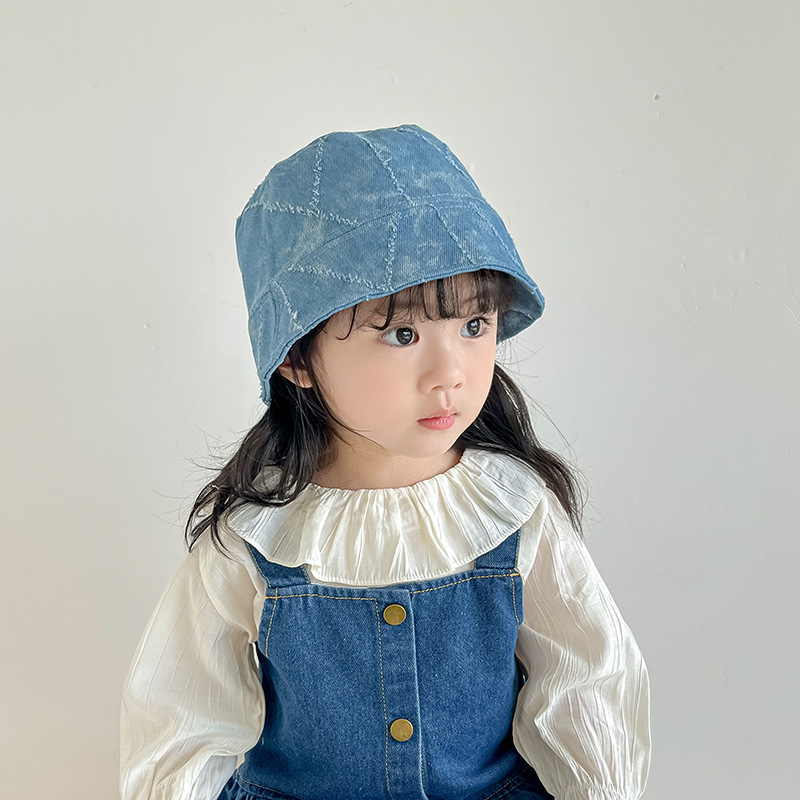 Sombrero de cubo de vaqueros coreano para niños primavera y otoño para niños y niñas sombrero de pescador de estilo extranjero sombrero de sol de moda versátil