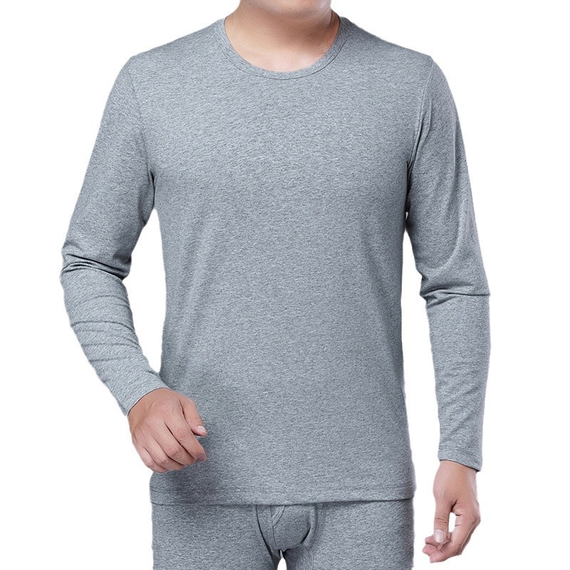 중년 및 노인 가을 의류 및 바지에 대한 브림 니언 레드 남성용 순면 열 속옷 아빠 겨울을위한 낮은 크루 넥 세트