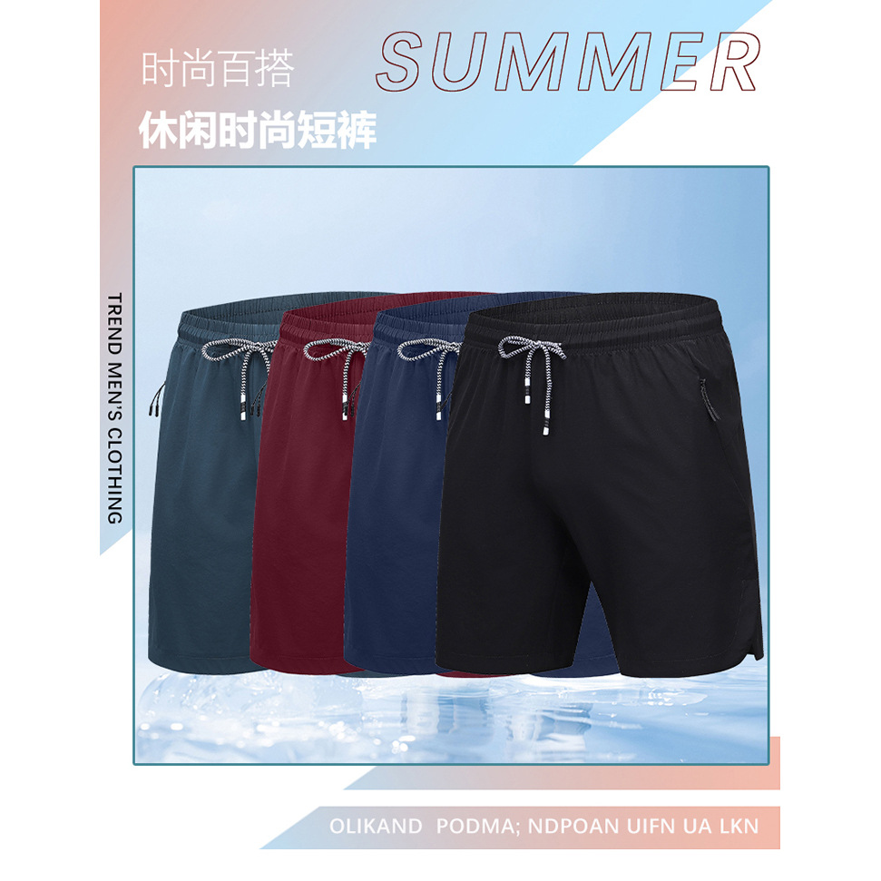 2025 verano transfronterizo nuevo estilo pantalones de seda de hielo real pantalones casuales verano hombre secado rápido transpirable en vivo pantalones cortos de seda de hielo deportes