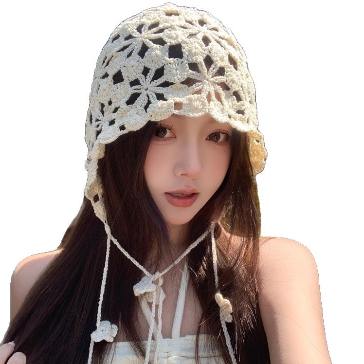 头帽堆堆新款包头可爱子女花朵织2025流苏夏钩针织甜美帽手工帽子|undefined