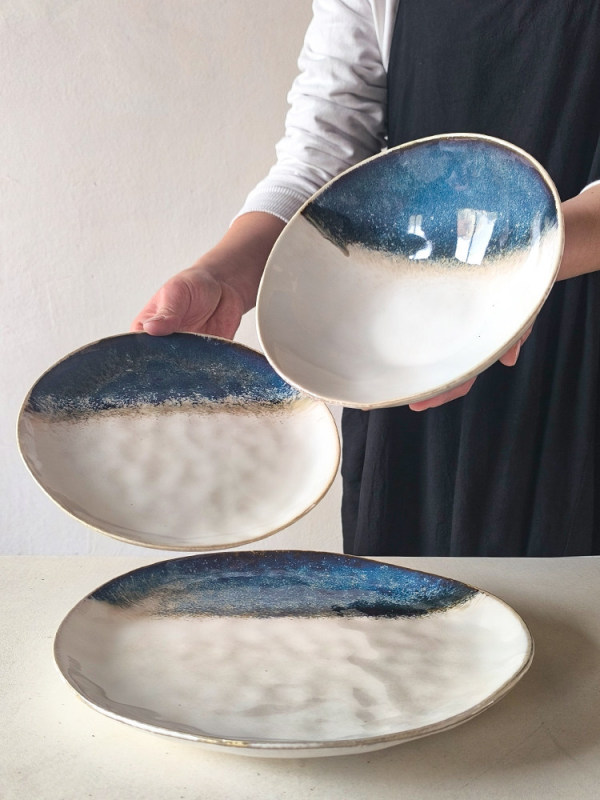 Recommended ~ Creative Personality Kiln Snowflake Glaze Vegetable Bowl Retro Japanese Household Ceramic Kiln Face Bowl Slightly Flaw
