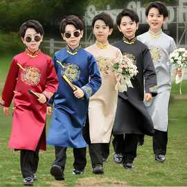 花童礼服男女演出服儿童相声大褂服学生毕业季说书人同款民国长衫