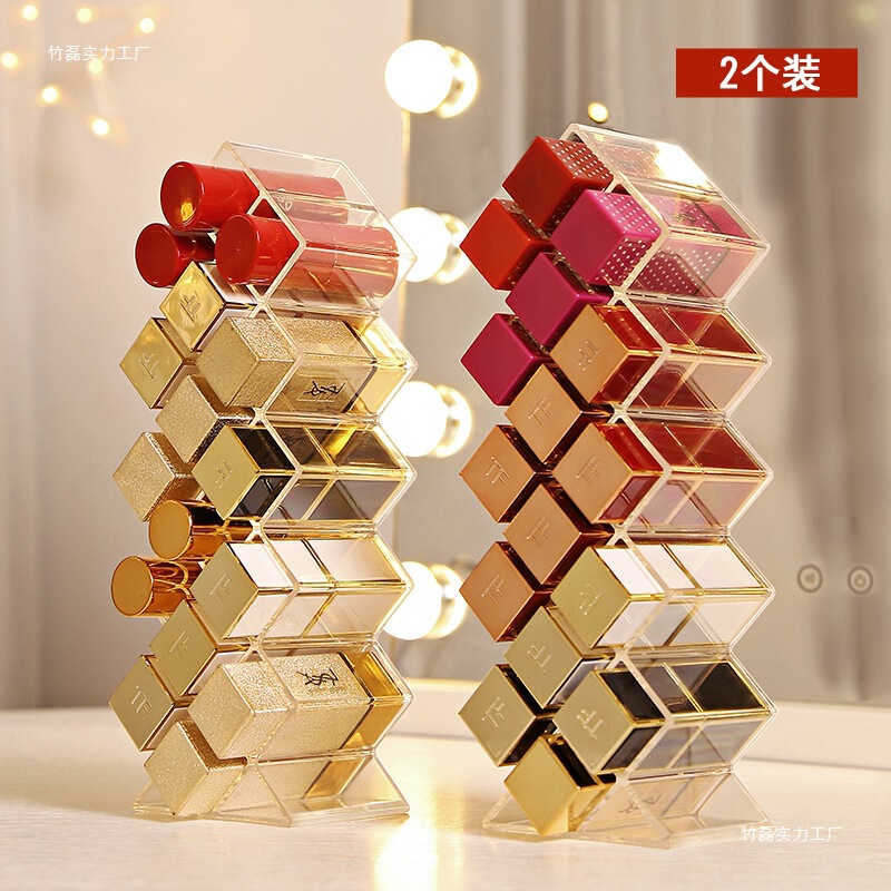 口紅収納ボックスマルチグリッド透明アクリルリップ釉薬オーガナイザーインディスプレイ化粧品収納棚|undefined
