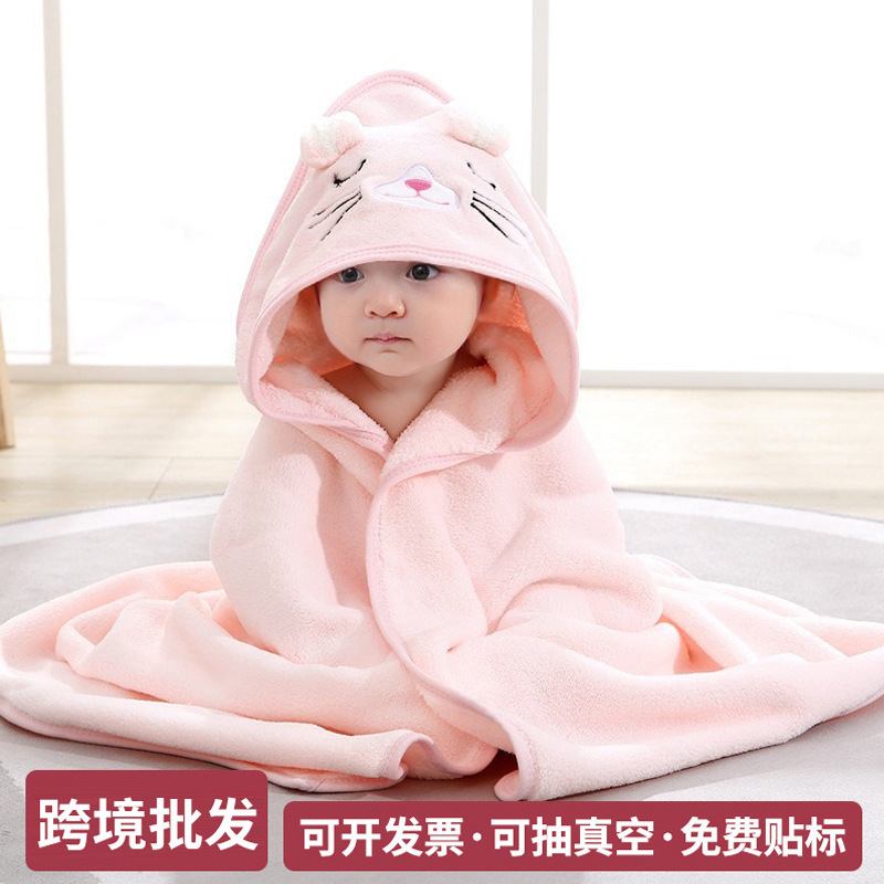 Cross-Border Cartoon Children's Cape Bath Towel Embroidered Coral Fleece Large Mother and Baby Blanket Soft Absorbent Hooded Bathrobe Full Body Cross-Border Cartoon Children's Cape Bath Towel Embroidered Coral Fleece Large Mother and Baby Blanket Soft Absorbent Hooded Bathrobe Full Body