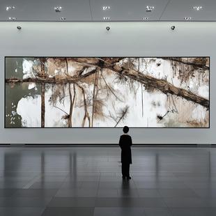 "Yuran Yingshui" Abstract Artistic Hand-Painted Oil Painting in Light Gray and Tan for Living Room and Corridor Decoration
