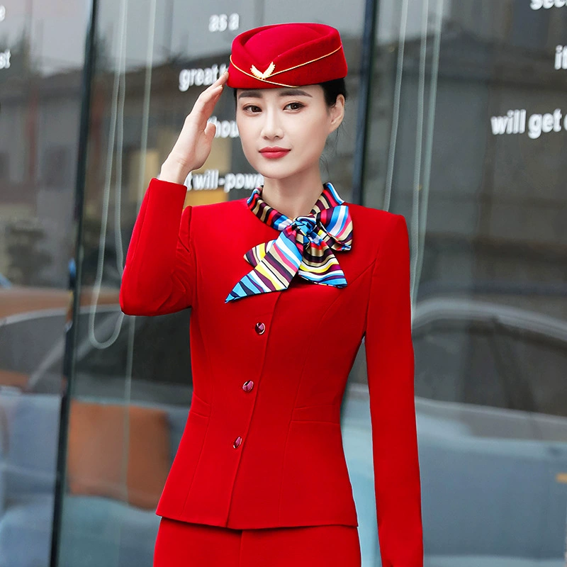 Set with bow, demi-season long-sleeve for hotel, uniform