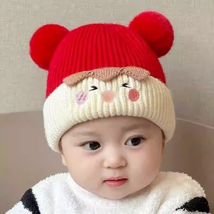 Korean Style Baby Hat Autumn and Winter Baby Knitted Thickened Warm Wool Hat Cute Winter Ear Protection Hat for Boys and Girls