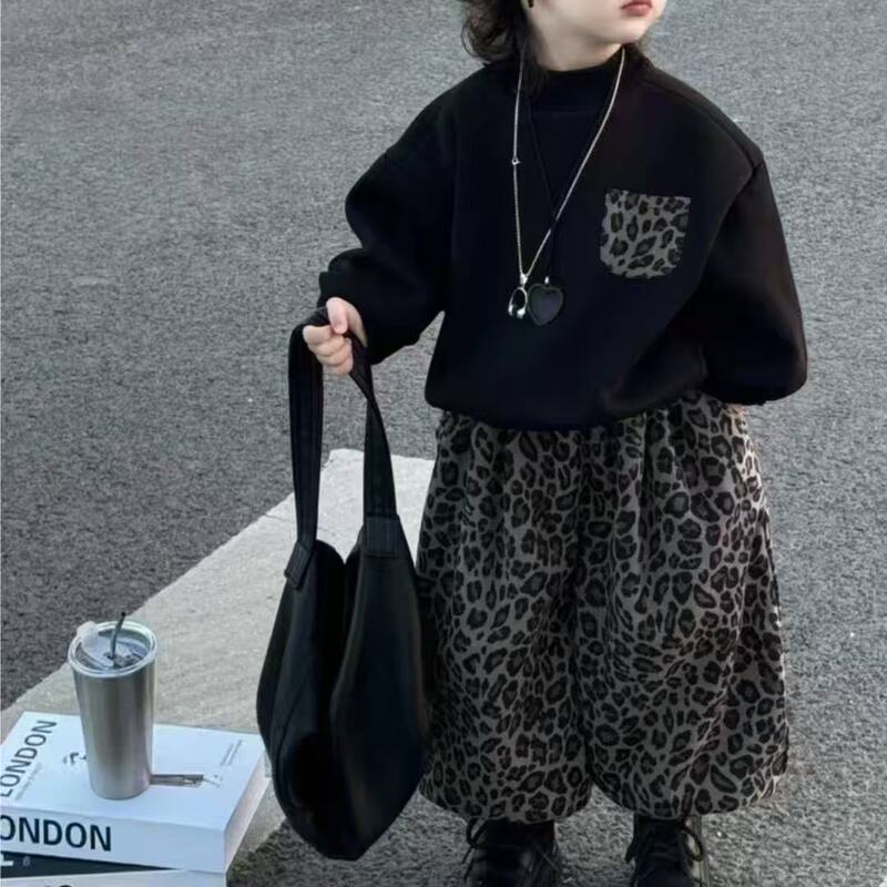 【现货】儿童套装秋季2025辛苦AN时尚豹纹韩版洋气男女童卫衣套装|undefined