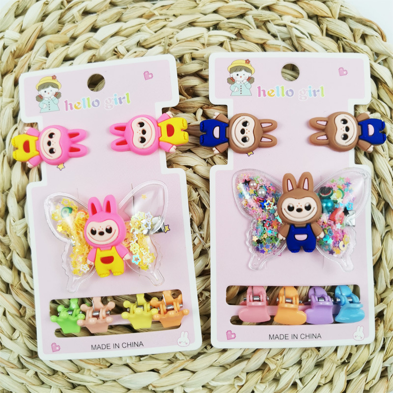 Dibujos animados de tela Rab con lentejuelas y lazos no dañan el pelo clip de paño de paño Rab con broche mini para pinzas infantiles image 5