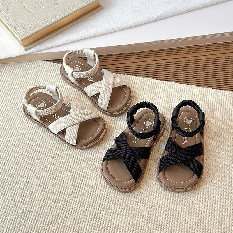 Girls' Stretchy Band Soft Sole Sandals Fashion Casual Beach Shoes Princess Style For Toddler & Little Kids_voghion.com