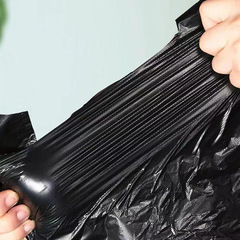 Black household trash bag with handles, vest-style thickened large disposable plastic bag