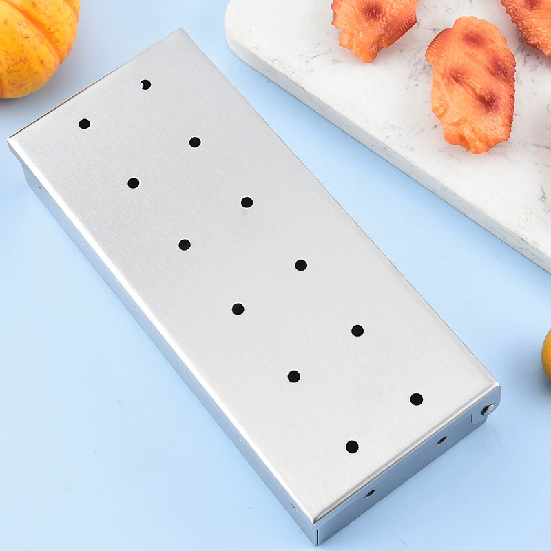 Производитель копченой коробки из нержавеющей стали, уличные инструменты для барбекю, утолщенная коробка для бекона, деревянная коробка для фруктов, коробка для специй для барбекю