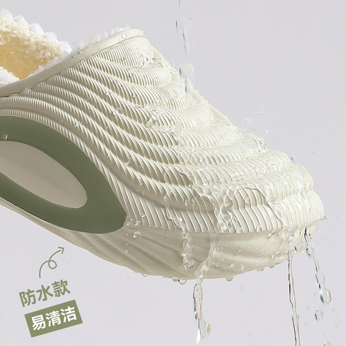 Men's waterproof cotton shoes for winter, soft sole and non-slip, home indoor plush warm bag and cotton slippers for women's wholesale