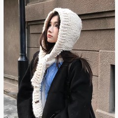 韩国东大门明星同款手工粗毛线编织帽子女秋冬针织帽保暖巴拉克拉