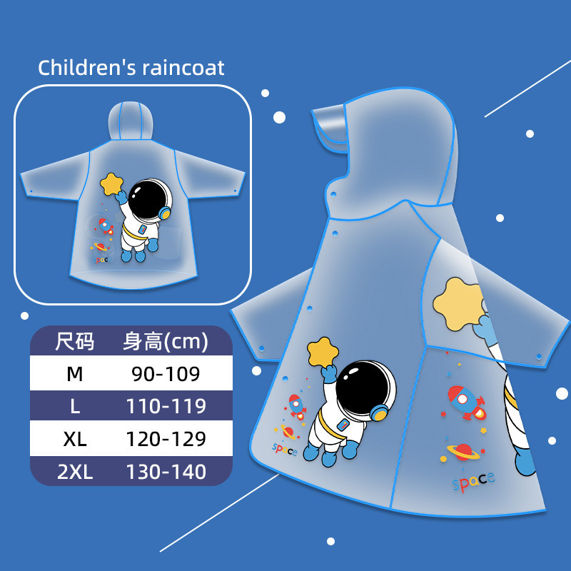 Children's Raincoat Girl Boy Student Cute Kindergarten Baby Cartoon Long Translucent Poncho Without School Bag