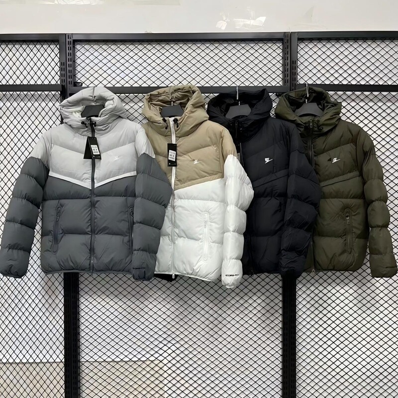 Winter cross-border foreign trade men's hooded cotton jacket, new embroidered crochet warm coat, sporty casual cotton jacket for men