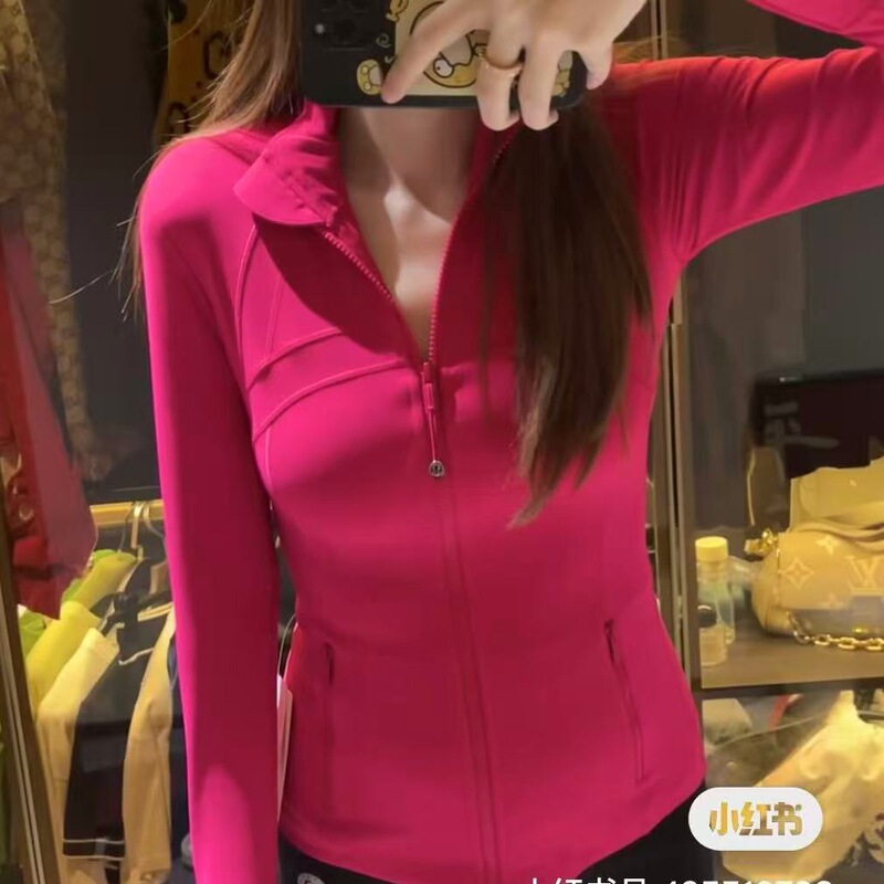 Lulu Original Standard Original Define Yoga Clothing Top Fitness Clothing Long-Sleeved Running Sports Stand-Up Collar Jacket Jacket for Women