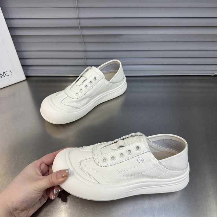 厚底小白鞋女一脚蹬软底丑萌鞋2025秋季新款百搭厚底懒人休闲板鞋|undefined