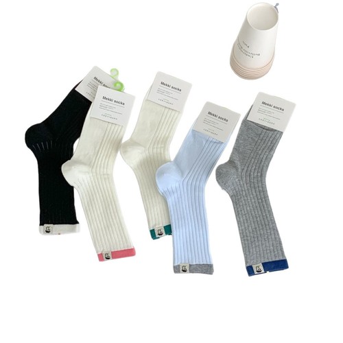 MEKKI Women's Japanese Double-Needle Striped Fabric Label Medium Calf Socks Korean Summer Thin Women's Socks Versatile Bunch Socks