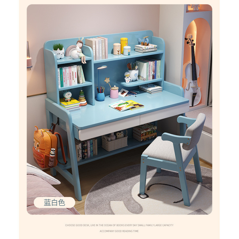 Children's Study Table Home Middle School Students' Writing Liftable Desk Bookcase Integrated Desktop Computer Office Desk and Chair Children's Study Table Home Middle School Students' Writing Liftable Desk Bookcase Integrated Desktop Computer Office Desk and Chair