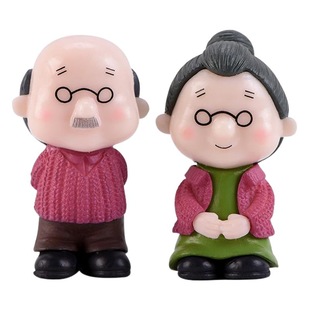 Micro-landscape Bonsai Meaty Cake Ornaments Grandpa and Grandma Couple in-laws Plastic Craft Keychain Pendant