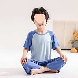 夏季儿童睡衣男童女童薄款短袖长裤中大童透气宝宝服空调服卡通服