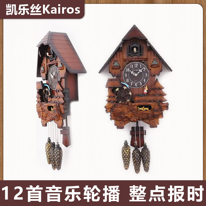 Reloj de pared retro de estilo europeo, reloj de tela, hora de la hora, sala de estar importada, decoración de alta calidad, hora de la hora, reloj doméstico