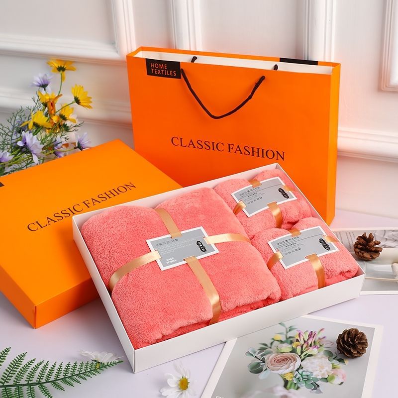 Serviette de bain, ensemble de bain trois pièces avec serviette ultra-absorbante, coffret cadeau pour les fêtes d'entreprise, souvenir d'inauguration, cadeau de mariage_voghion.com