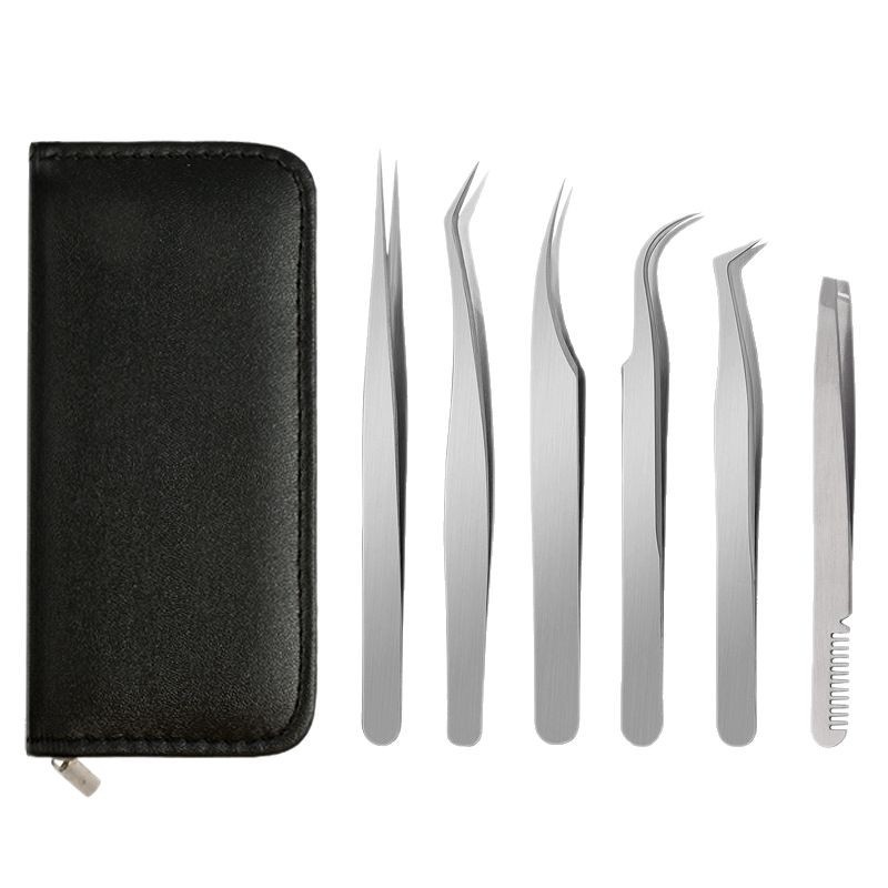 Pinzas para pestañas transfronterizas de acero inoxidable para plantar y injertar pestañas postizas, pinzas florecientes, pinzas de delfines, pinzas de alta precisión, pinzas de plumas doradas