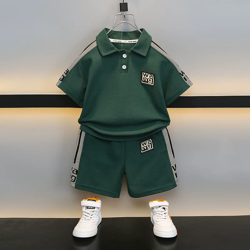 Children's Polo Set for Boys, Short-Sleeve Summer Two-Piece, Western Style, Sizes 80–120 cm