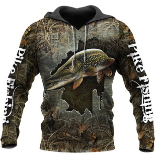 2023 Europe and America Autumn Cross-border 3D Sweatshirt Hot Fishing Camping Digital Printing Men's Fashion Hoodie