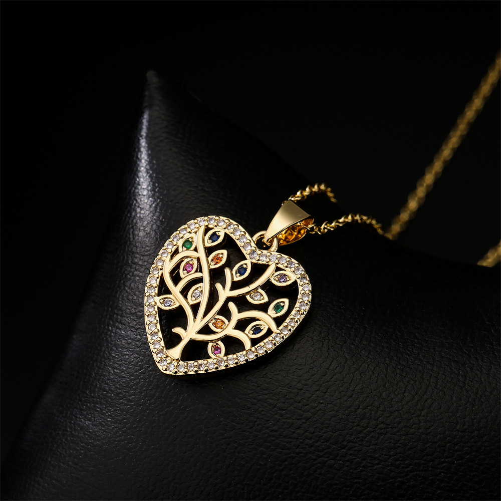 new heart shaped tree of life pendant copper plated 18K gold necklace