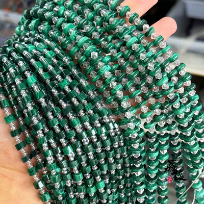 Natural Malachite Straight-Cut Spacer: Zərgərlik ara hissələri