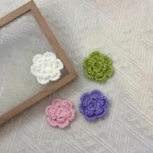 5厘米手钩花三层毛线小花手工编织服装睡衣辅料花边配件