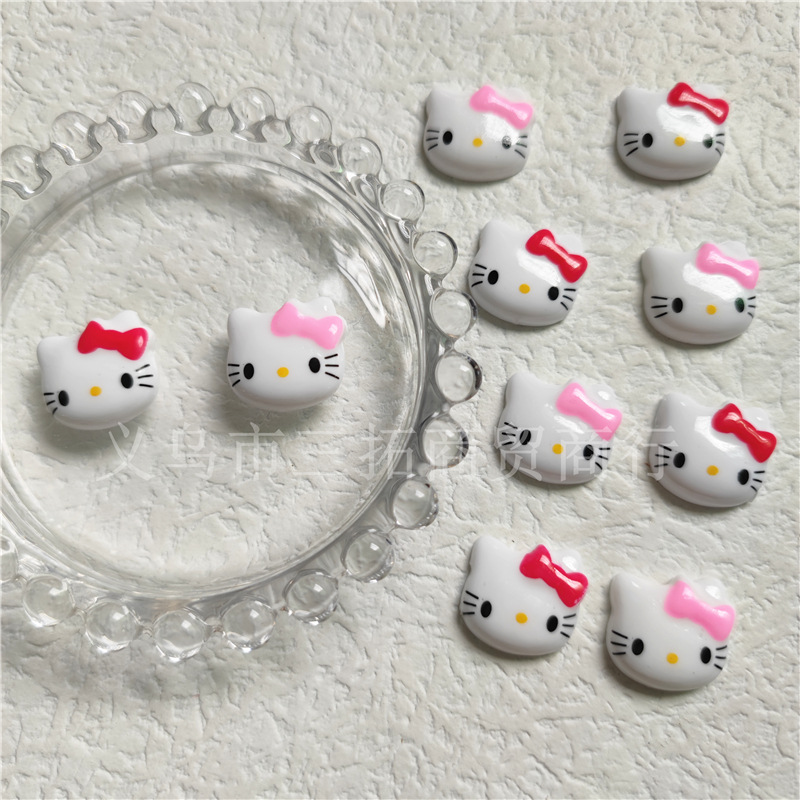 kt Cat resin accessories Pink kt manual diy Mobile phone shell Accessories Hello Kitty Refrigerator sticker Hairpin Brooch