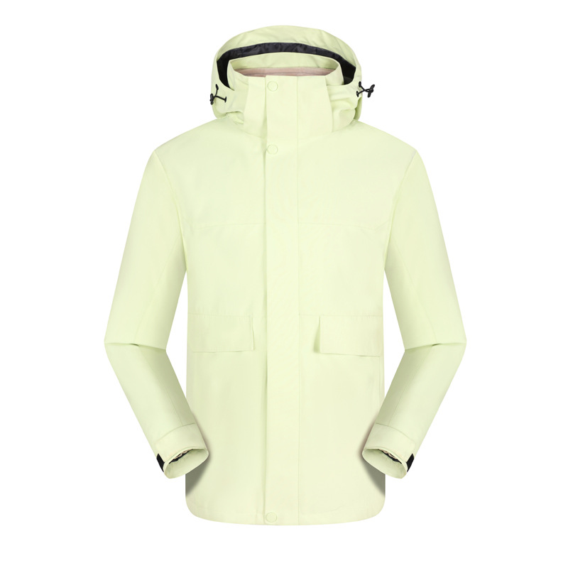 Al aire libre a prueba de lluvia a prueba de viento engrosada abrigo tres en uno desmontable de alta densidad de visón chaqueta de forro de terciopelo logotipo personalizado