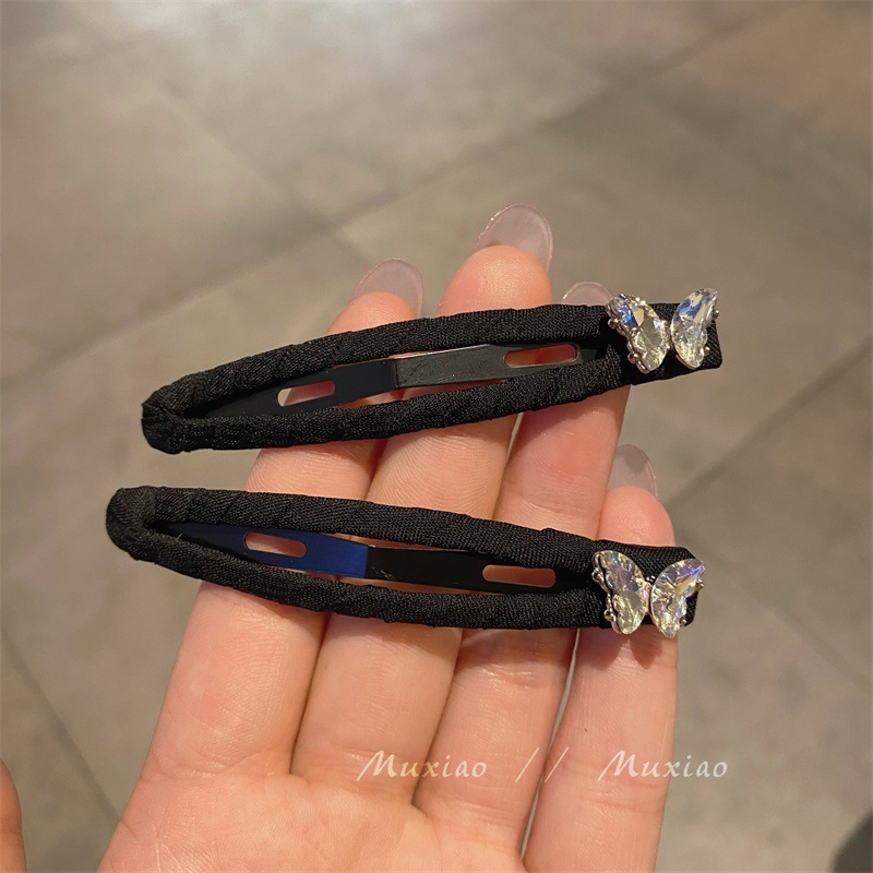 Fermaglio bb per capelli in tessuto nero stile coreano_voghion.com