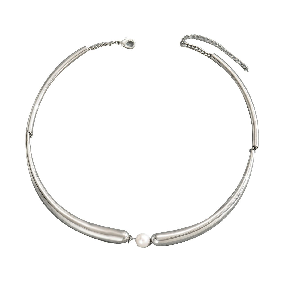 Collier ras du cou géométrique en perles à griffes courbées, style créateur, bijou femme polyvalent à longue chaîne – idéal comme cadeau pour une petite amie._voghion.com