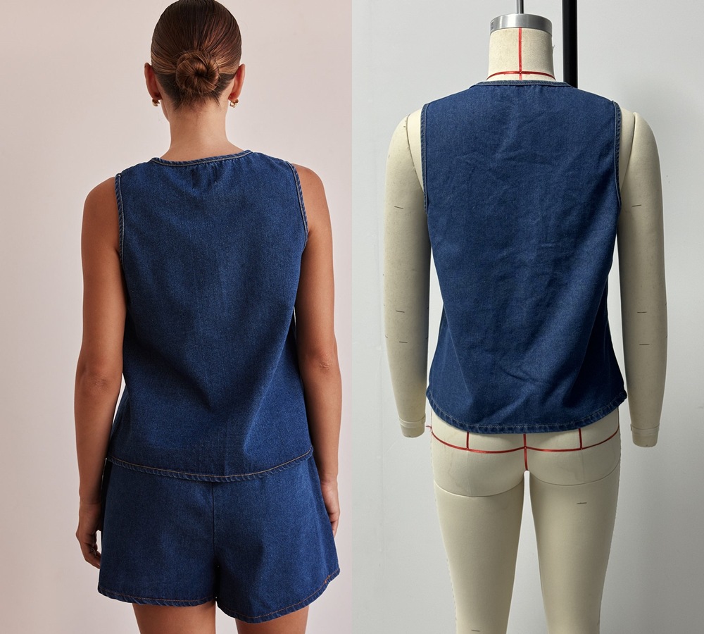182g Weight Sleeveless Sleeve Length Cotton, Polyester, Denim Fabric Type Shorts Co-ord Set Sets Type 2 Pieces Set, 1 PCS/Package Quantity Holiday, Banquet, Selfie Occasion Round Neck Neckline Pocket Function Regular Fit Fit Type Solid Color Pattern Summer Season Women's Gender Casual, Elegant, Streetwear Style Holiday Banquet Selfie Women's Casual Elegant Streetwear Solid Color Cotton Polyester Denim Shorts Co-ord Set Shorts Sets 10