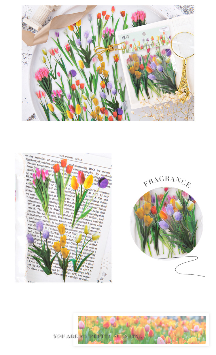 30g Weight Stickers Stationery Type 1 Set Quantity Class, Learning Occasion 1 Set Flower Class Learning Mixed Materials Vintage Style Stickers