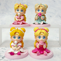 Sweet Lolita Sailor Moon Figure Q-version Plush Bunny Baby Cute Cake Decoration Miniature Anime Plush