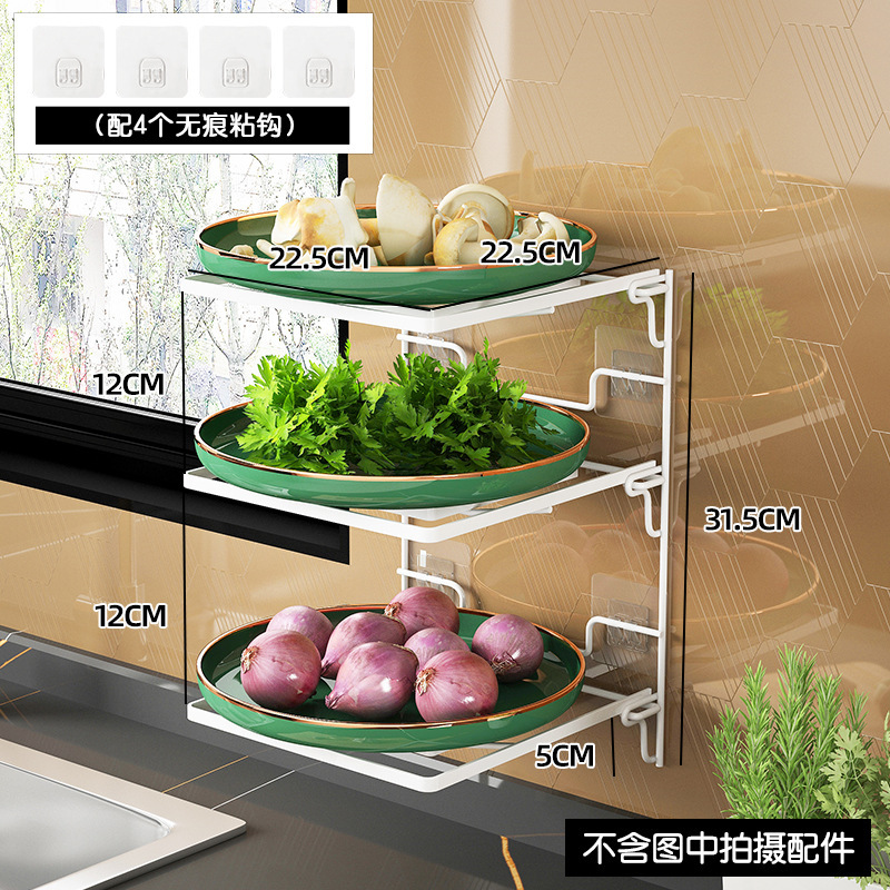 キッチン食品準備収納ラック壁掛け折りたたみ式おかずプレート厚みのあるアーティファクトホームキッチン多層収納ラック|undefined
