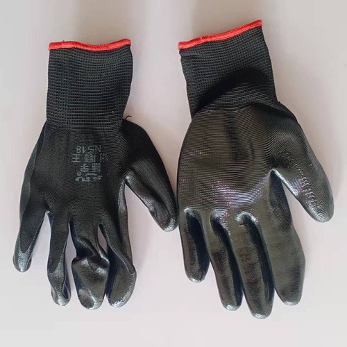Glove manufacturer nylon coated gloves oil-resistant blue nitrile dipped gloves anti-slip wear-resistant thickened protective labor safety gloves